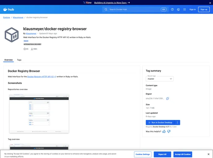 screenshot of Docker Registry Browser