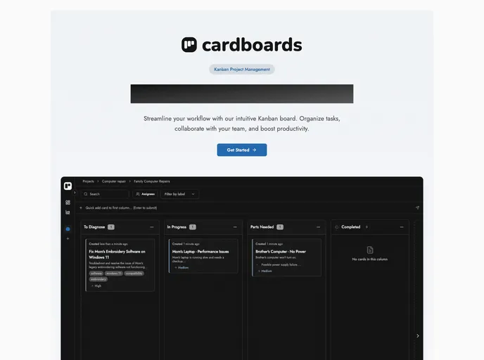 screenshot of Cardboards