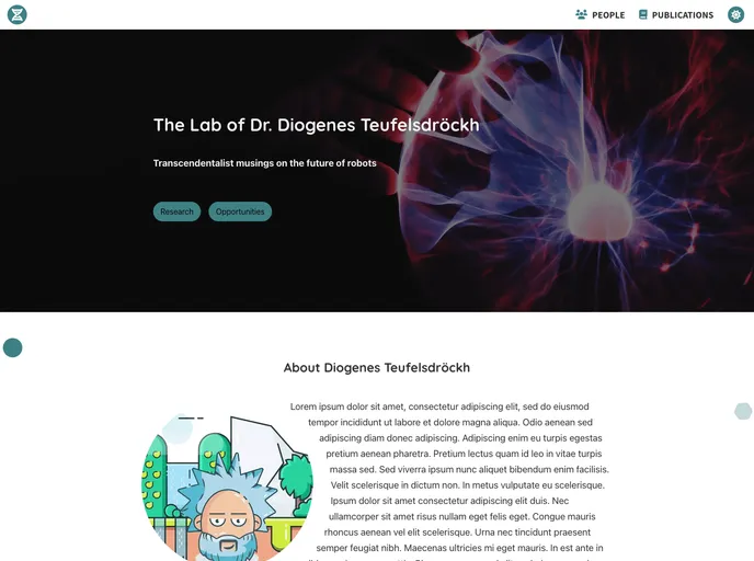 screenshot of Gatsby Starter Scientist