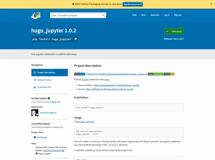screenshot of Hugo_jupyter