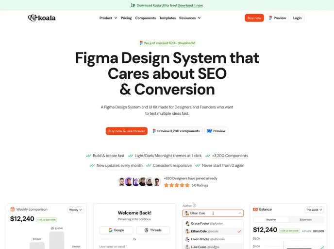 screenshot of Koala UI