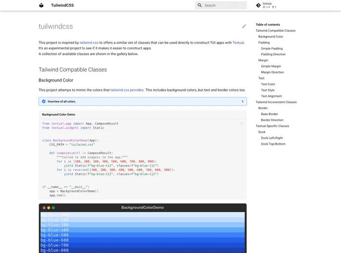 screenshot of Tuilwindcss