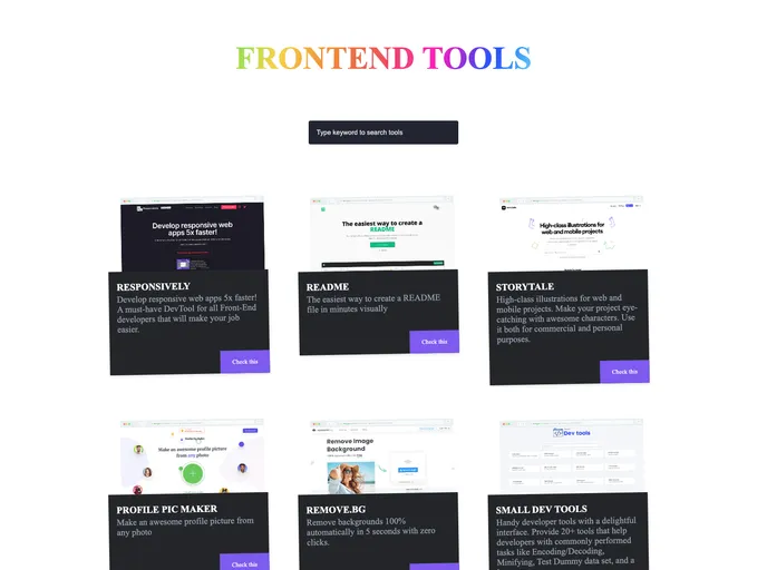 screenshot of Frontend Tools