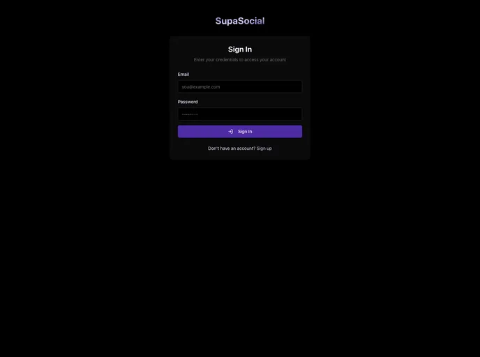 screenshot of Supabase React Social Media Starter