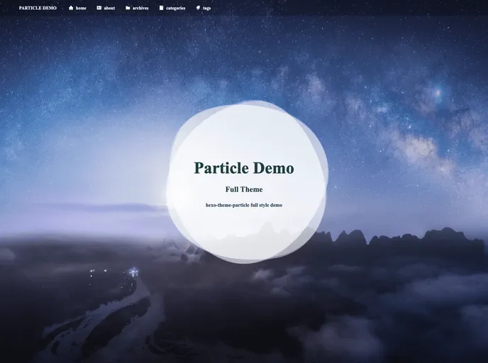 screenshot of Hexo Theme Particle