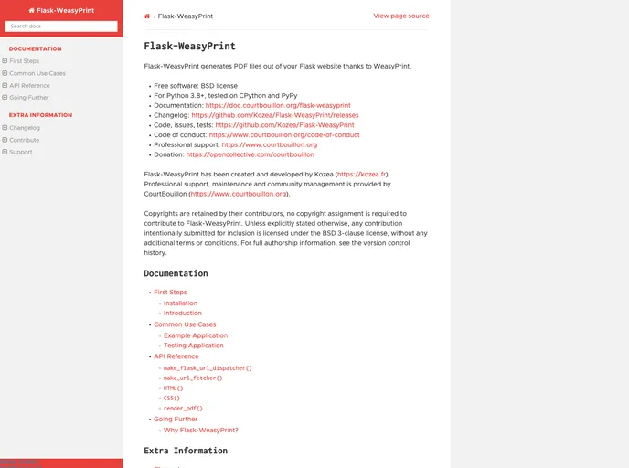 screenshot of Flask WeasyPrint