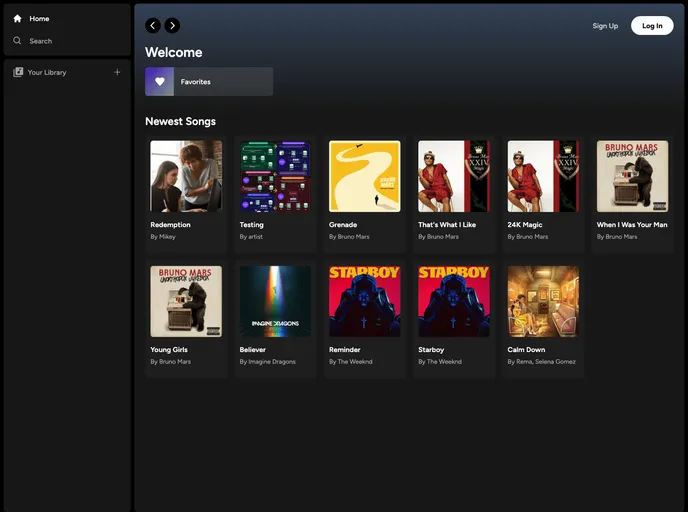 screenshot of Spotify Clone