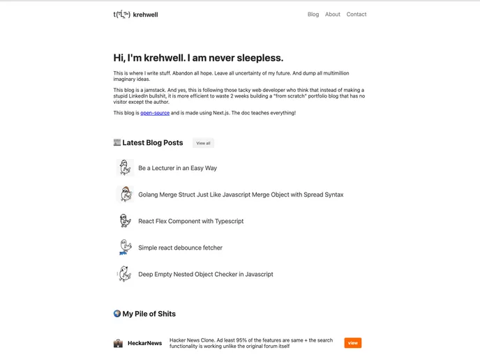 screenshot of P Blog