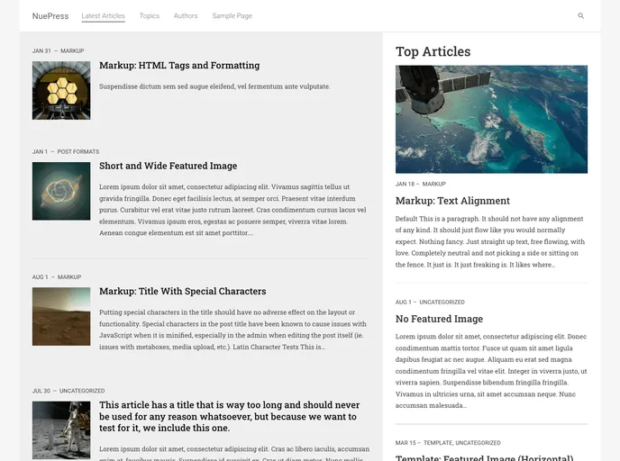 screenshot of Nuepress