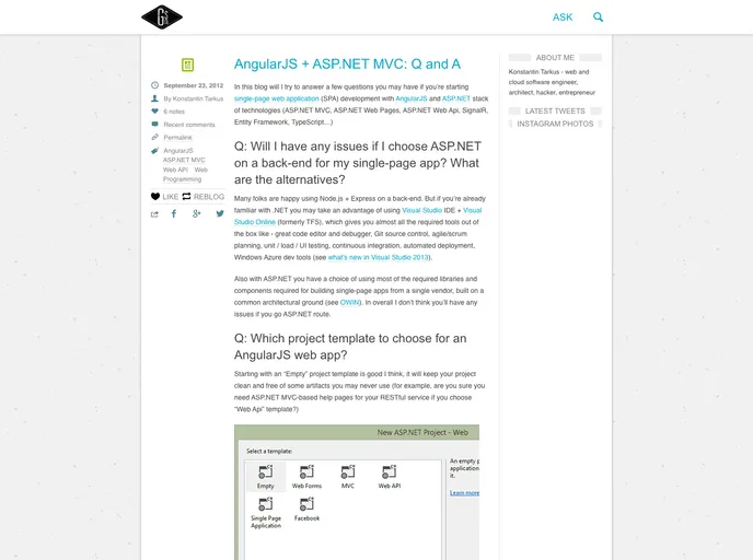 screenshot of AngularJS SPA Template