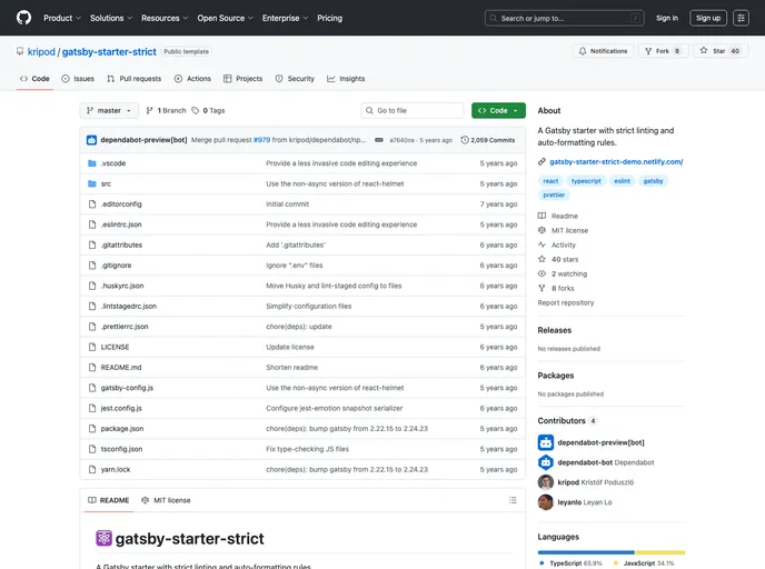screenshot of Gatsby Starter Modern