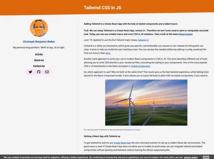 screenshot of Cra Tailwindcss In Js