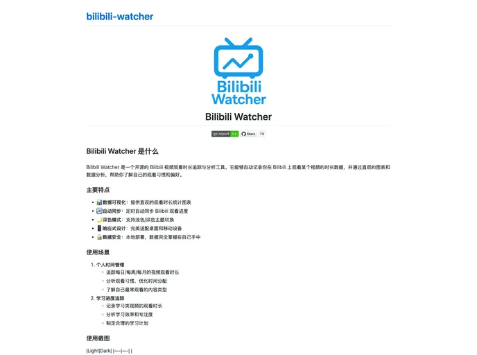 screenshot of Bilibili Watcher