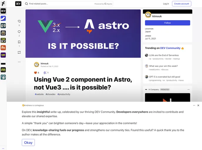 screenshot of Astro Vue2