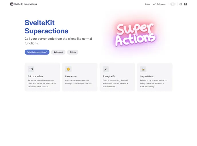 screenshot of Sveltekit Superactions