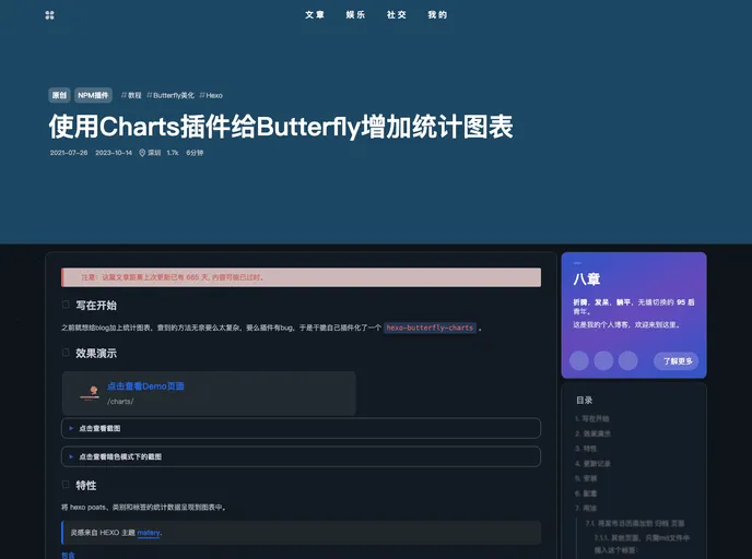 screenshot of Hexo Butterfly Charts