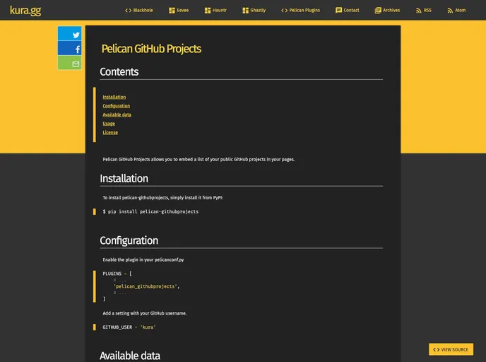 screenshot of Pelican Githubprojects