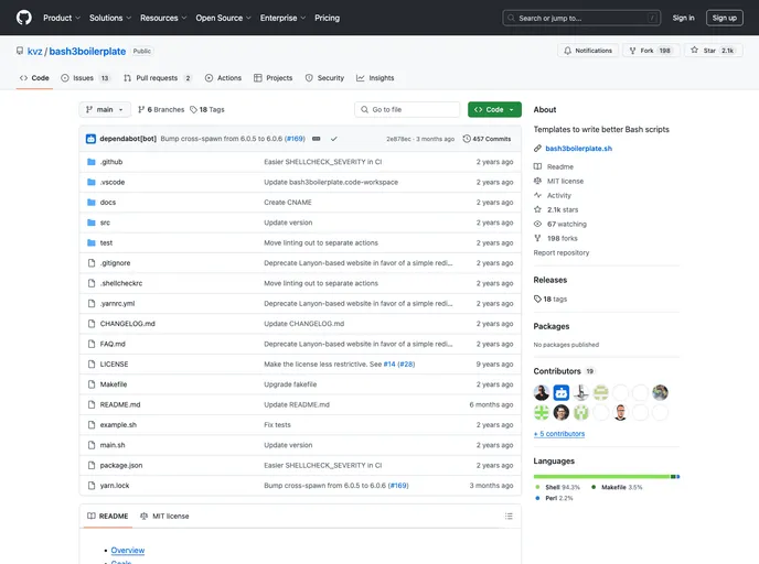 screenshot of Bash3boilerplate