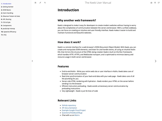 screenshot of Kweb Core