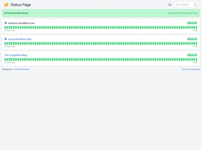 screenshot of Cf Status Page