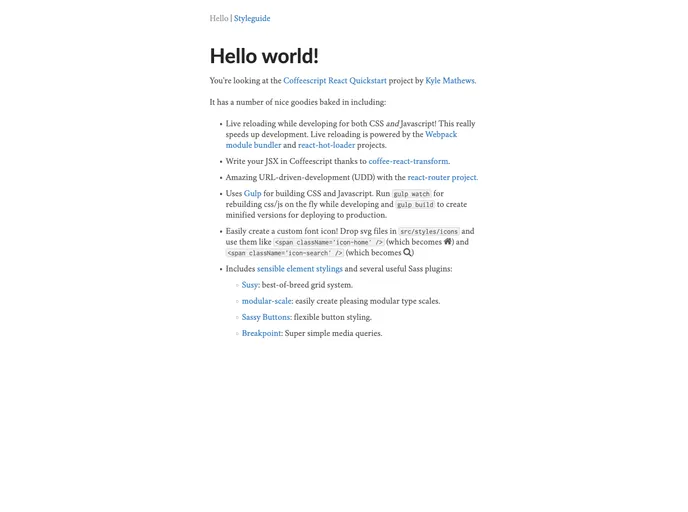screenshot of Coffee React Quickstart