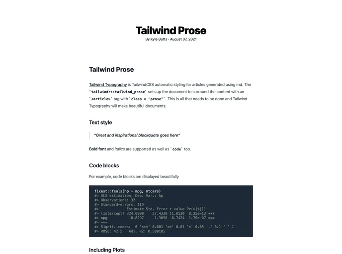 screenshot of Tailwindr