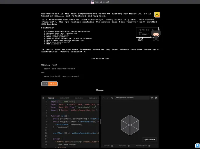 Nes UI React screenshot
