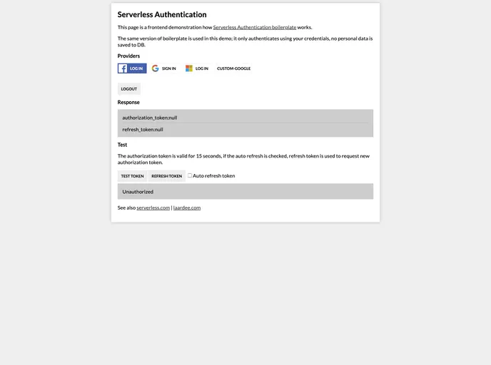 screenshot of Serverless Authentication Boilerplate