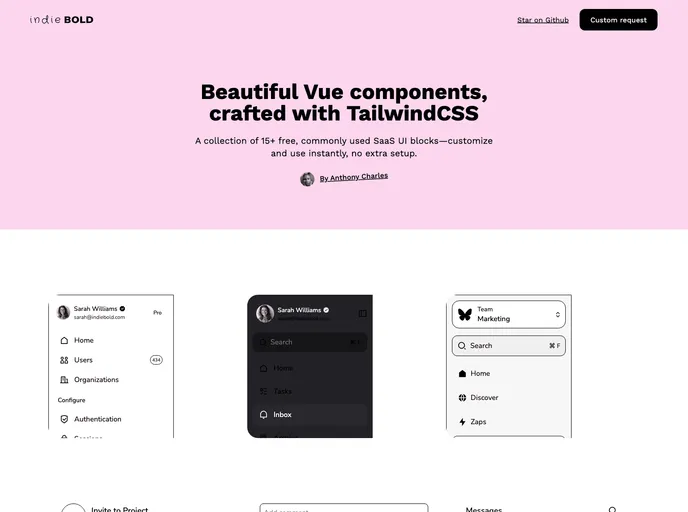 screenshot of Indiebold UI