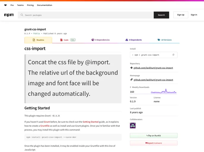 screenshot of Grunt Css Import