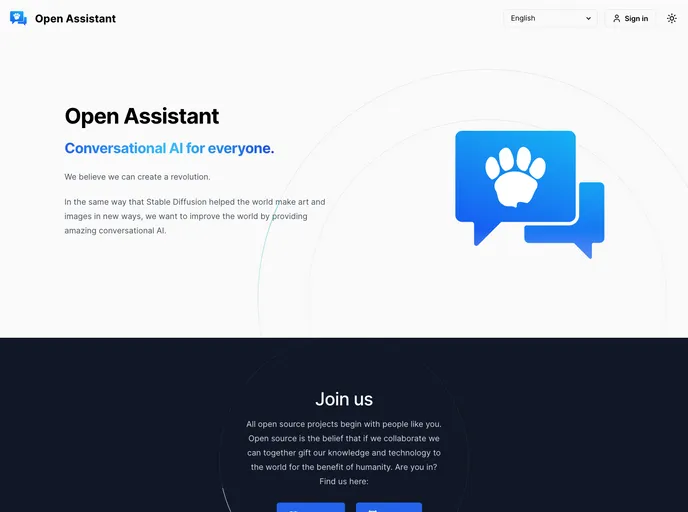 screenshot of Open Assistant