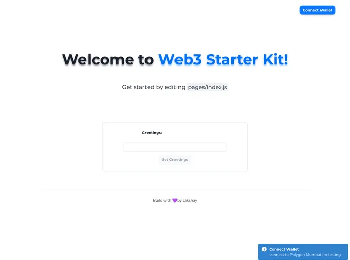 screenshot of Web3 Starter Kit