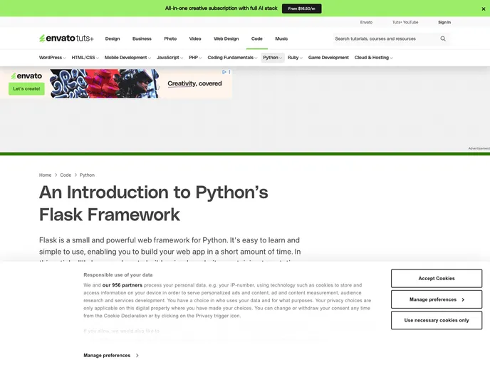 screenshot of Intro To Flask