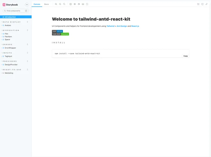screenshot of Tailwind Antd React Kit