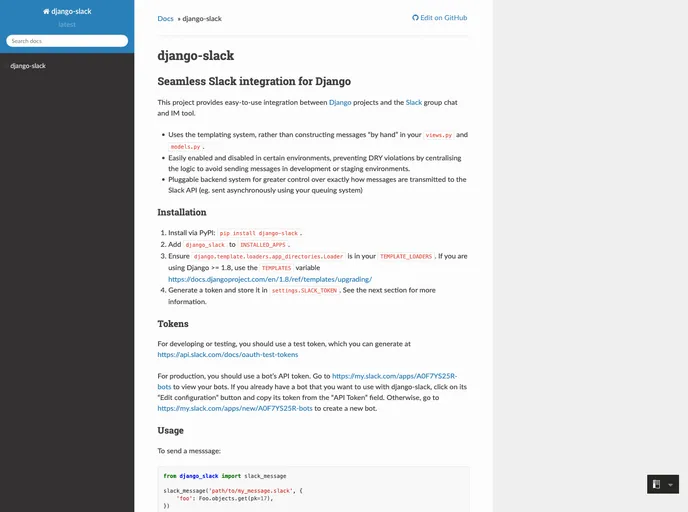 screenshot of Django Slack