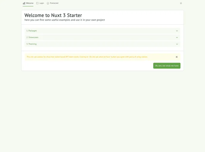screenshot of Nuxt3 Starter