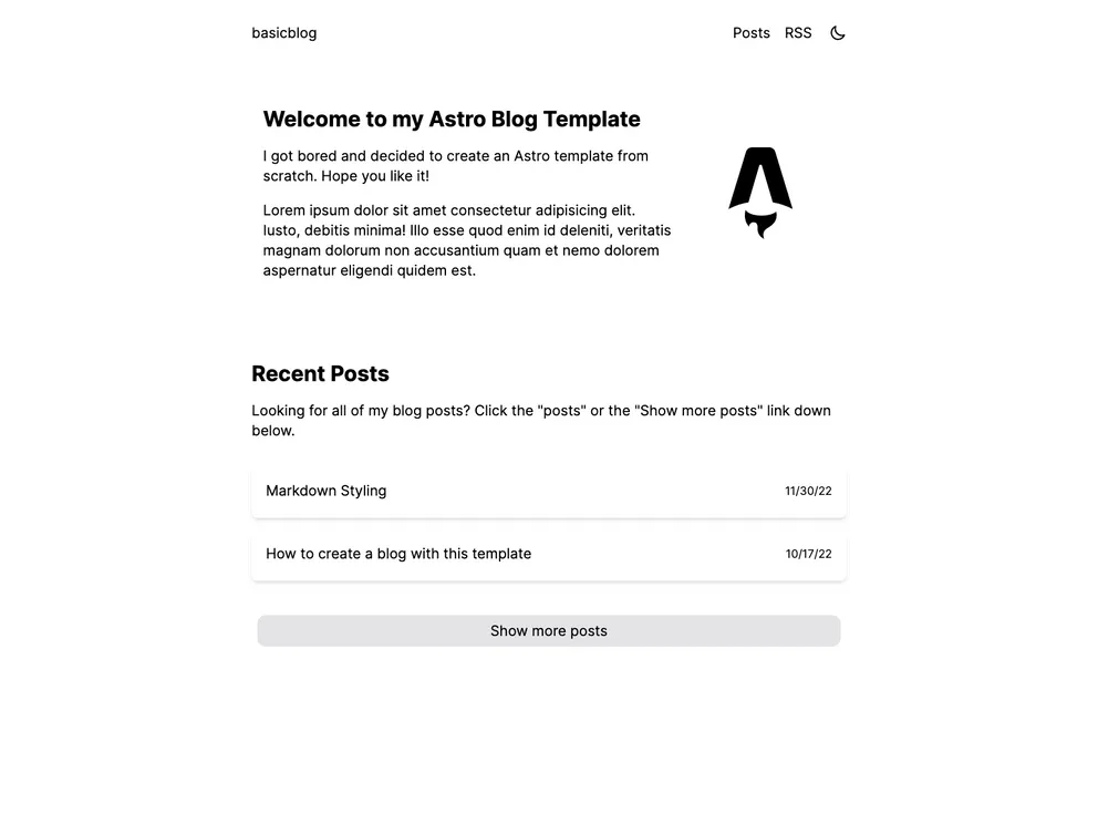 screenshot of Basicblog