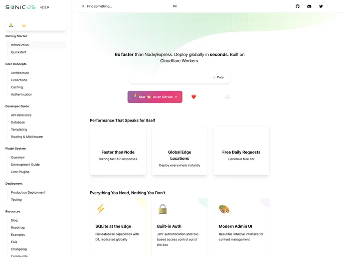 screenshot of Sonicjs
