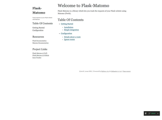 screenshot of Flask Matomo