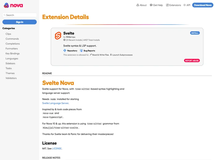 SvelteNova screenshot