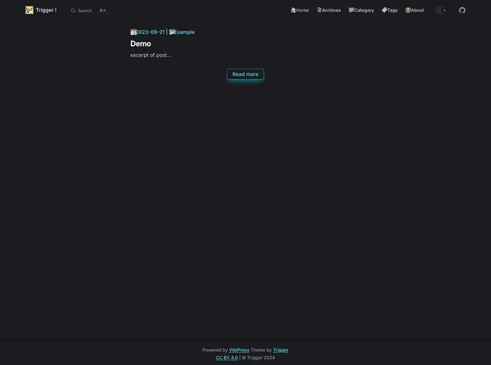 screenshot of Vitepress Theme Trigger