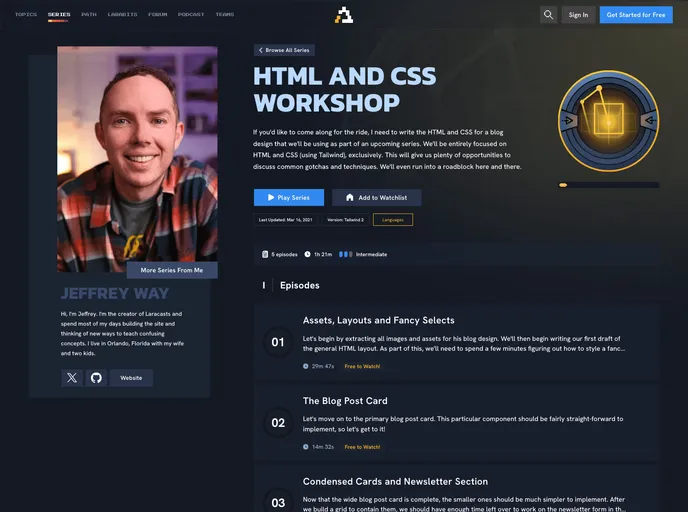 screenshot of Laravel From Scratch HTML CSS
