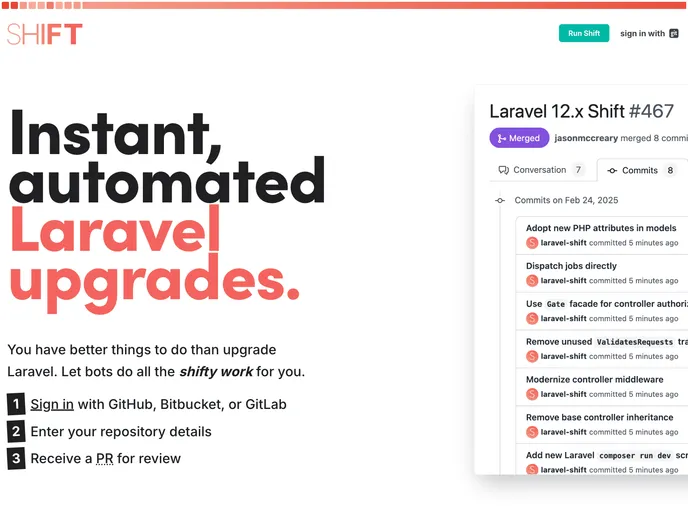 screenshot of Laravel 5.4