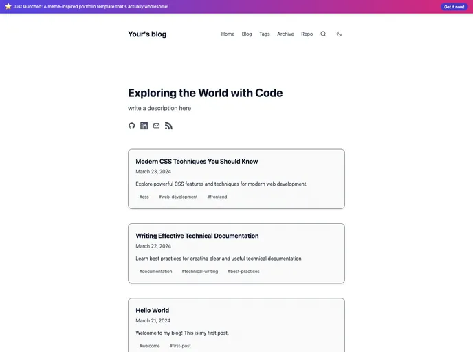 Astro Zen Blog screenshot