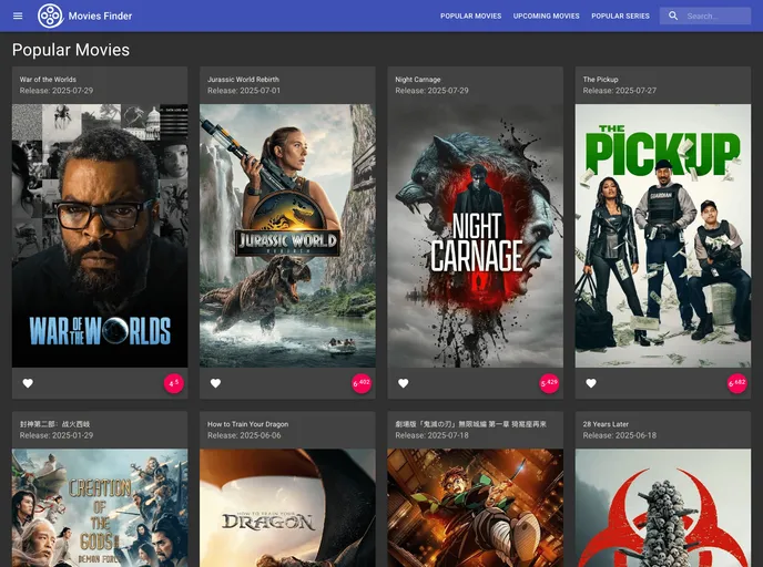 screenshot of React Movies Finder