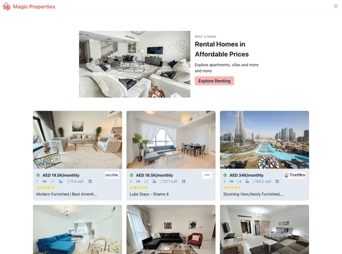 screenshot of Real Estate Web App