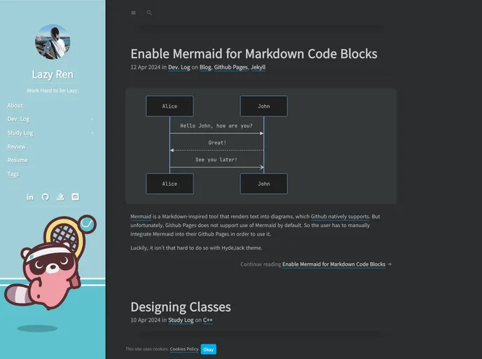 screenshot of LazyRen.github.io