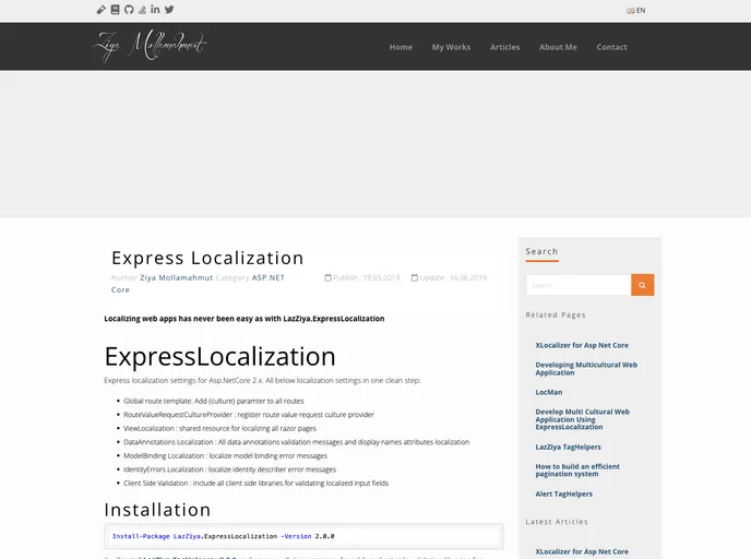 screenshot of ExpressLocalizationSampleCore3