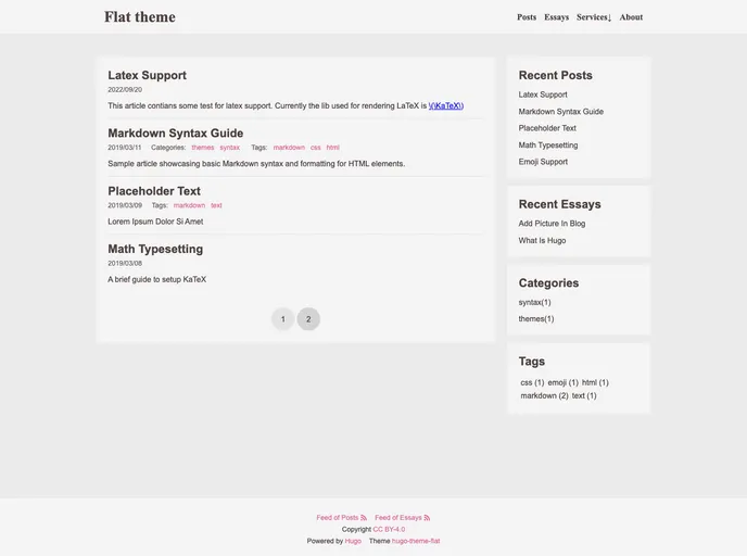 screenshot of Hugo Theme Flat