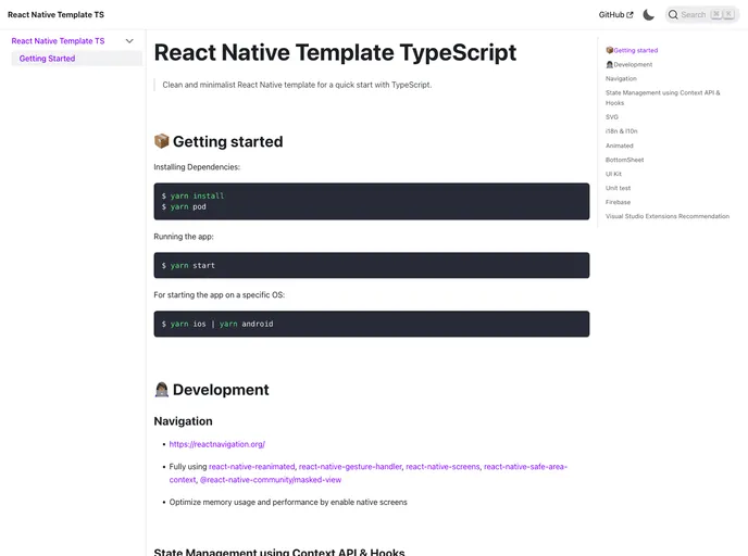 screenshot of React Native Template Ts